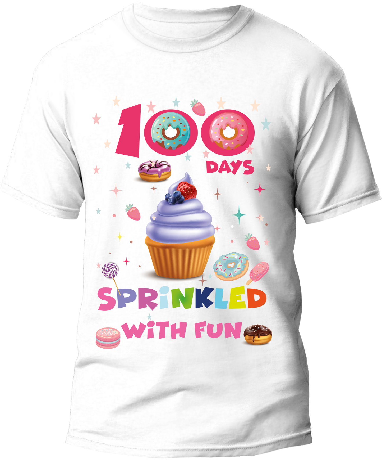 "100 Days Sprinkled with Fun" — Cupcake Kids School T-Shirt