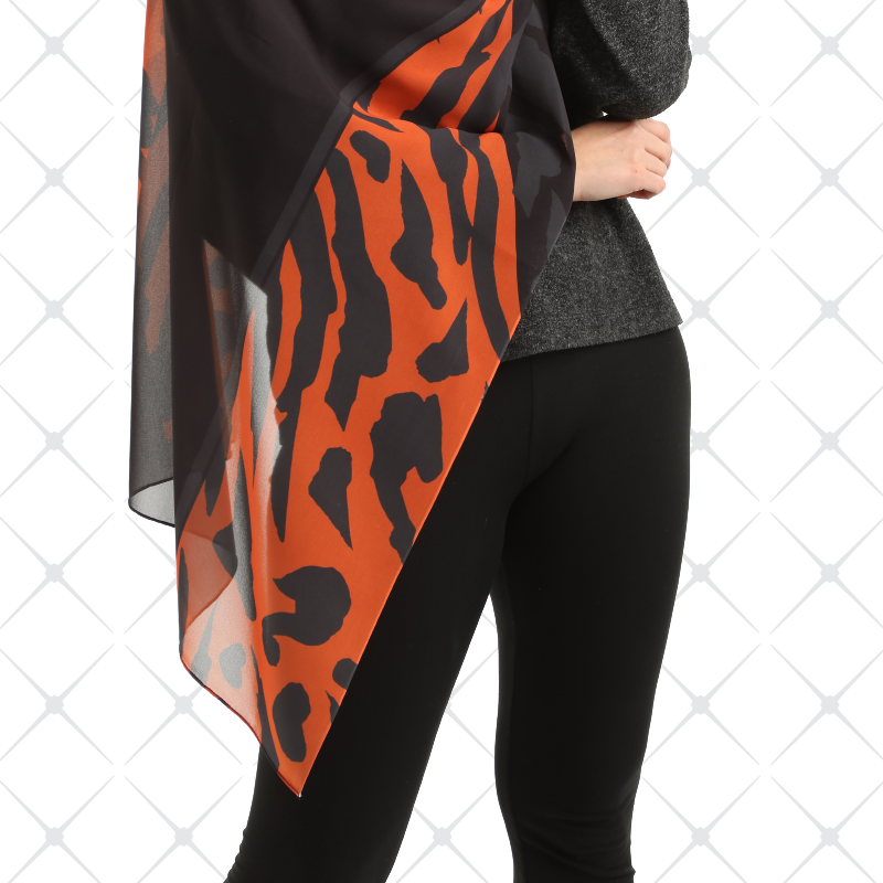 Tiger Orange Black Scarf Chiffon