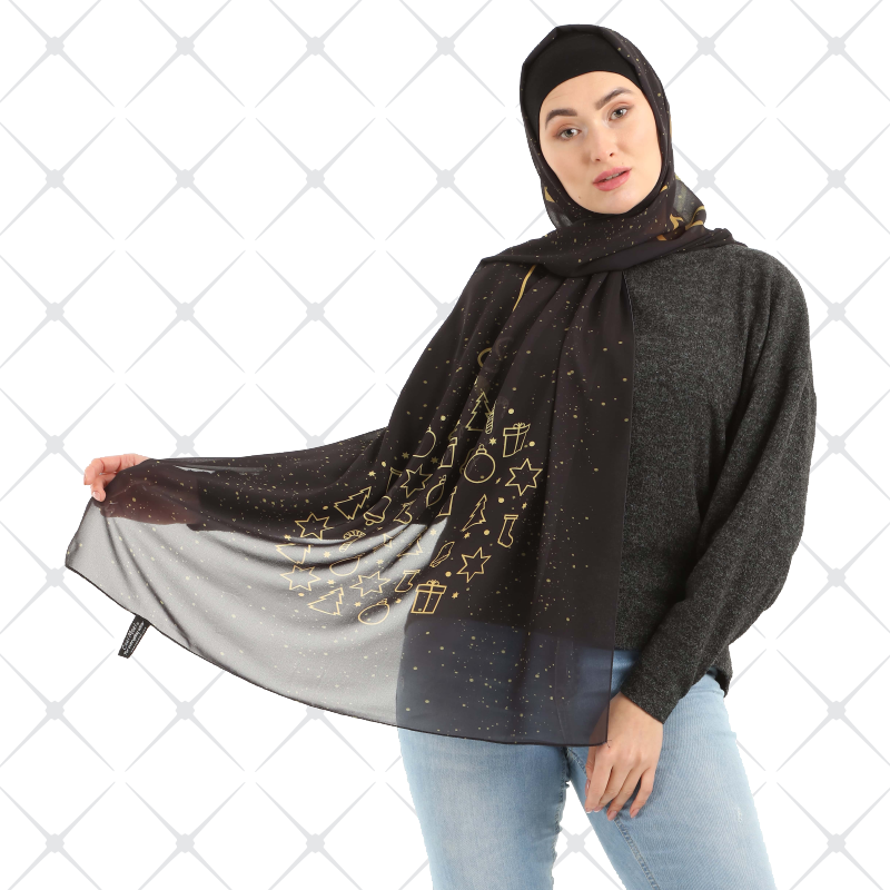 Golden Winter Scarf Chiffon