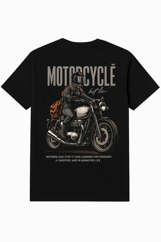 Motorcycle Moto Culture graphic tee — model wearing Cozi Mozi UAE