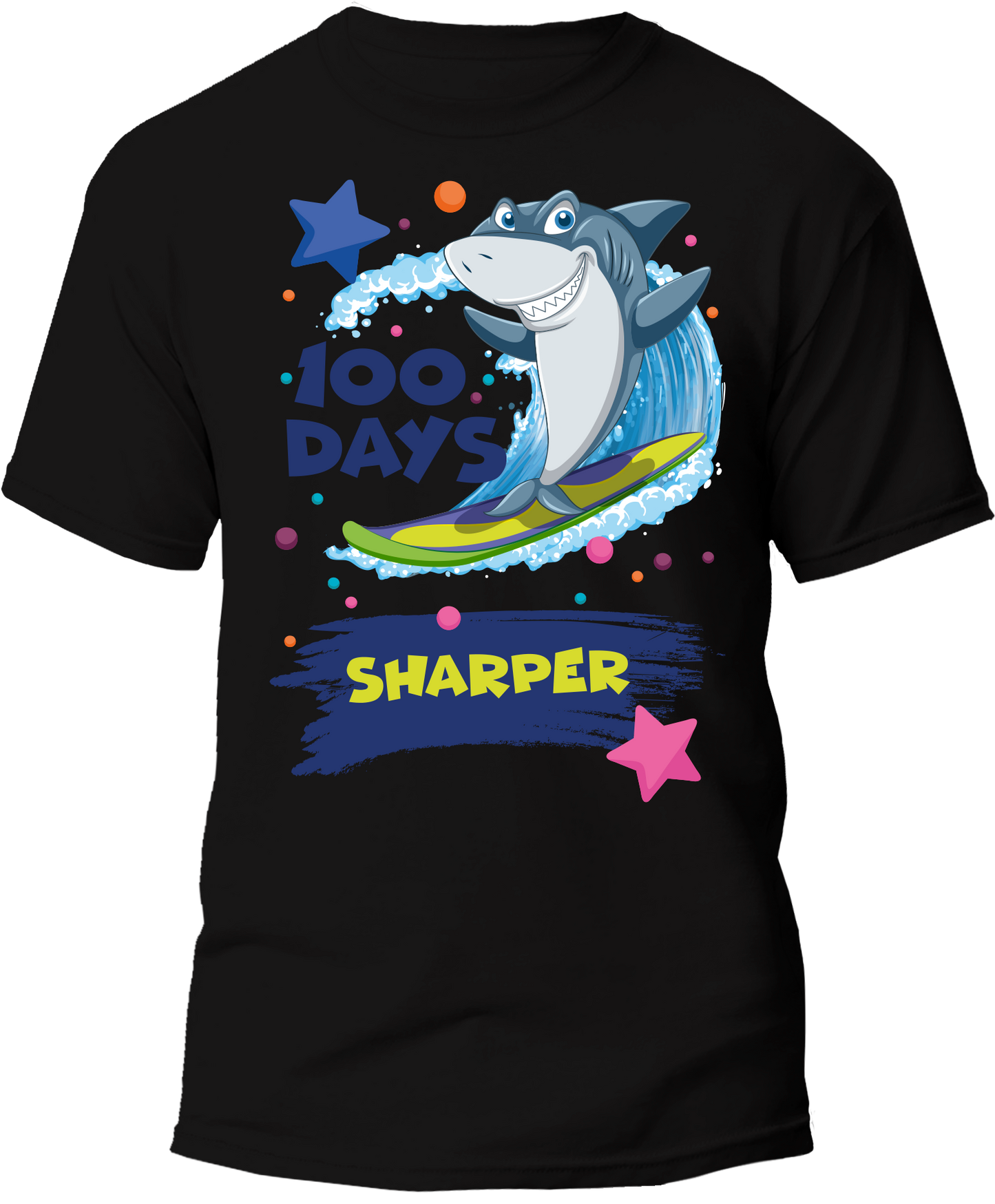 Shark Sharper Design T-shirt 100 Days