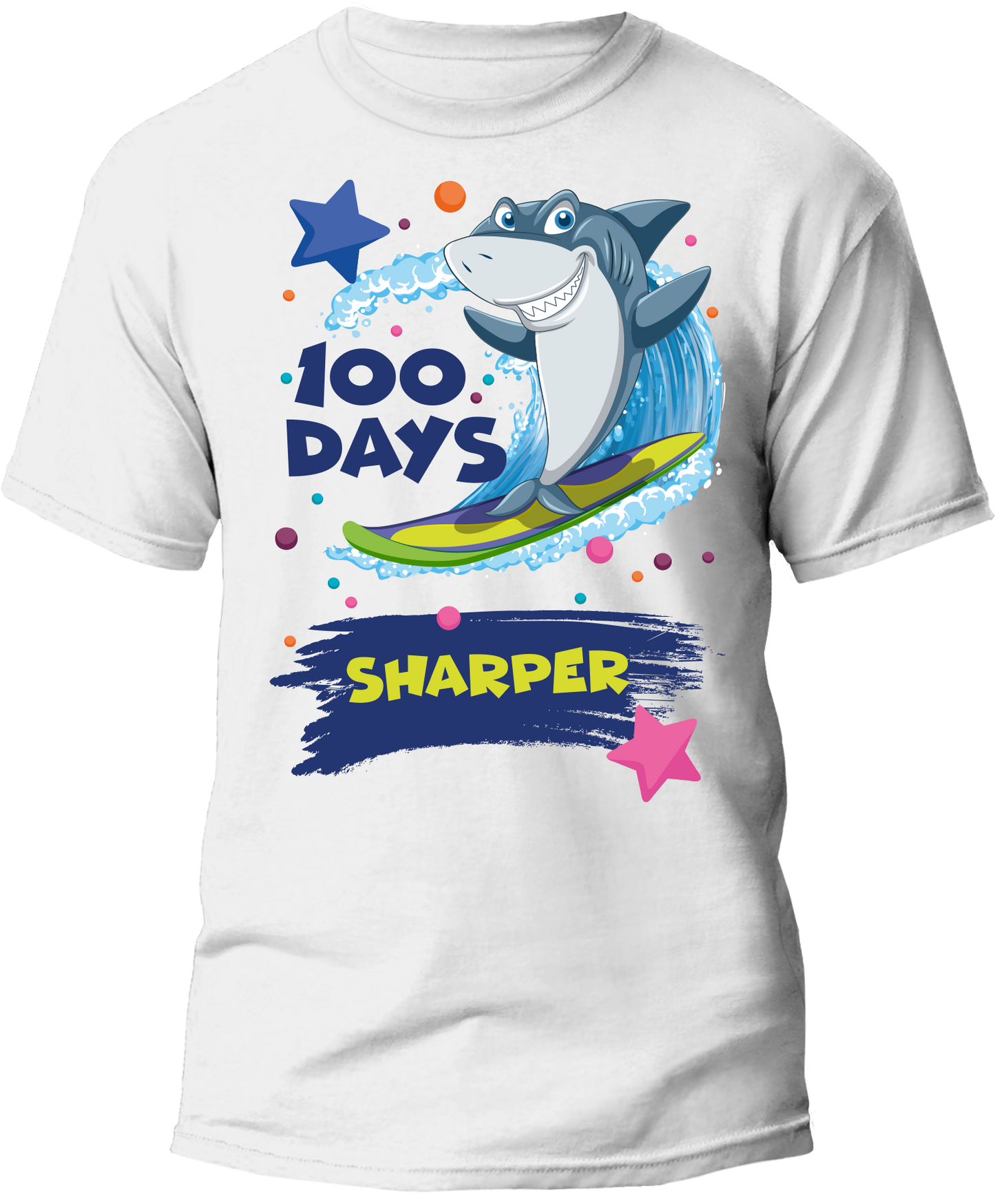 Shark Sharper Design T-shirt 100 Days