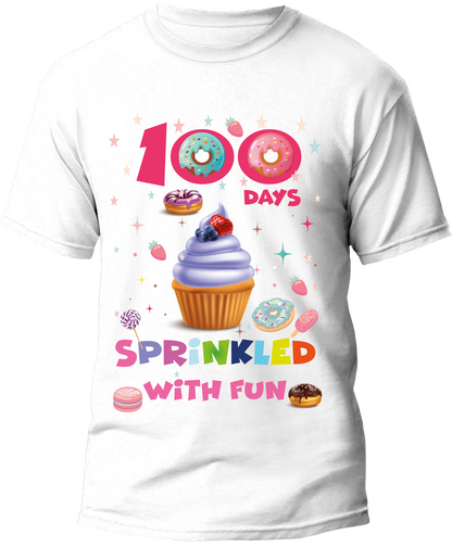 "100 Days Sprinkled with Fun" — Cupcake Kids School T-Shirt