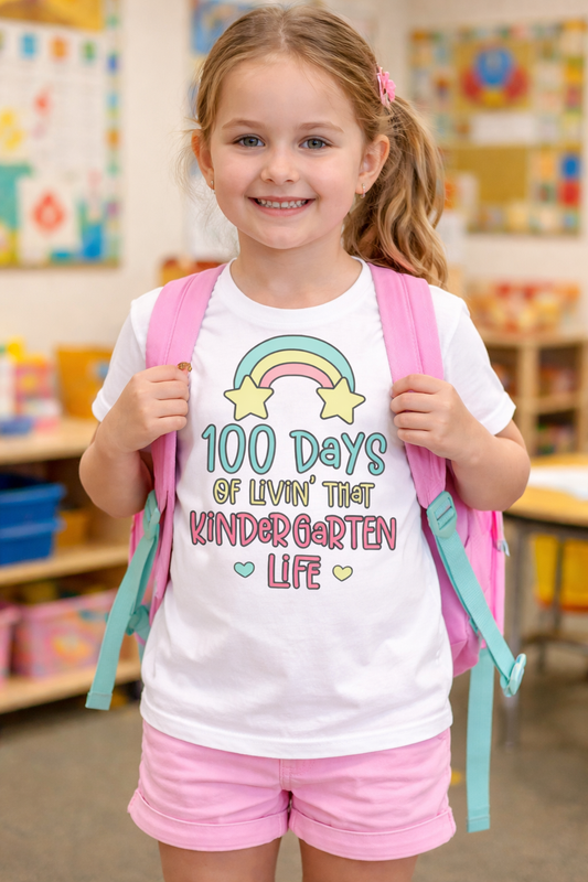 Livin' That Kindergarten Life — 100 Days of School Kids T-Shirt