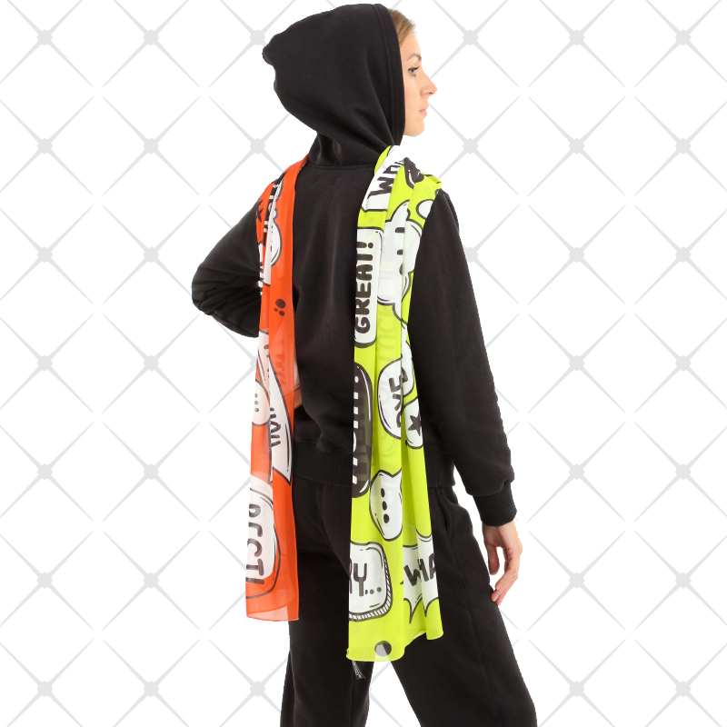 Text Orange Lemon Color Scarf Chiffon