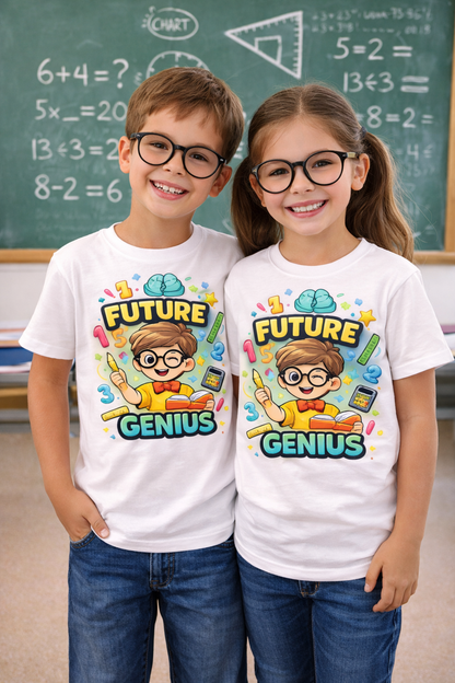 Future Genius Kids T-Shirt — Smart & Confident Math Day Design