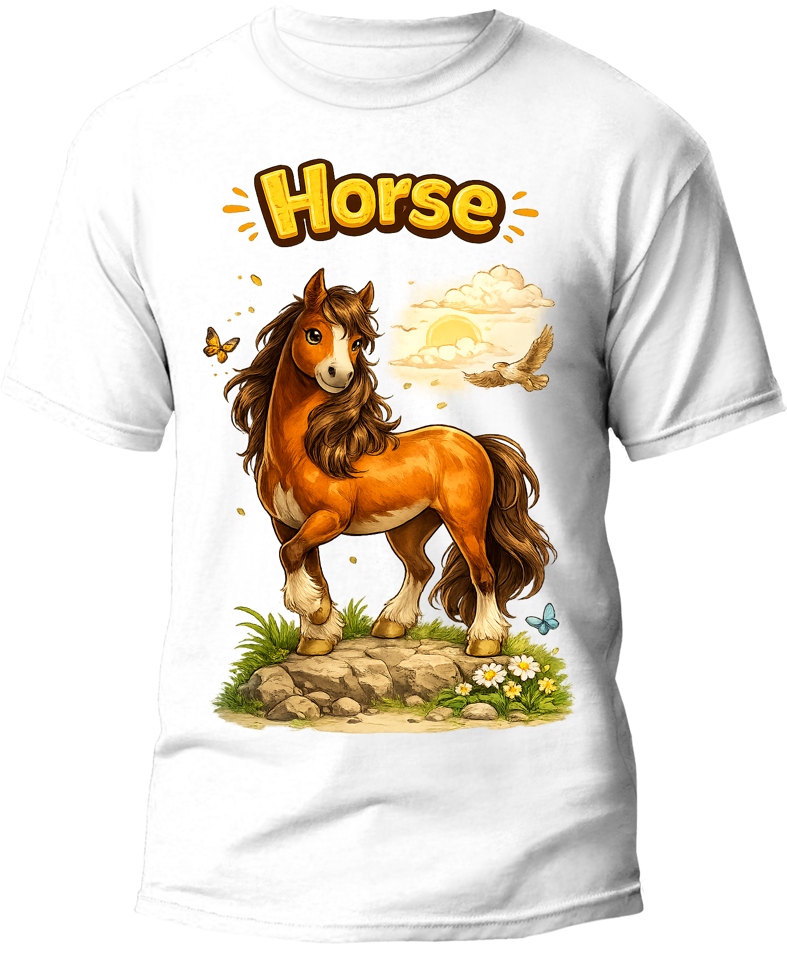 Horse kids tee — flat design, Cozi Mozi UAE