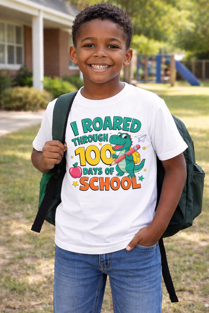 "I Roared Through 100 Days" Lion Kids T-Shirt — 100 Days of School
