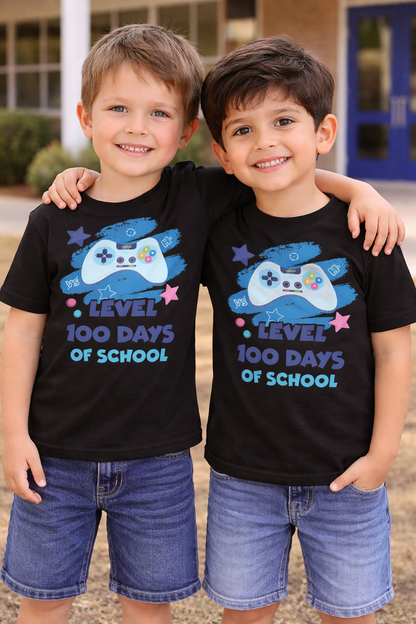 Level 100 Days of School — Gamer Kids Celebration T-Shirt