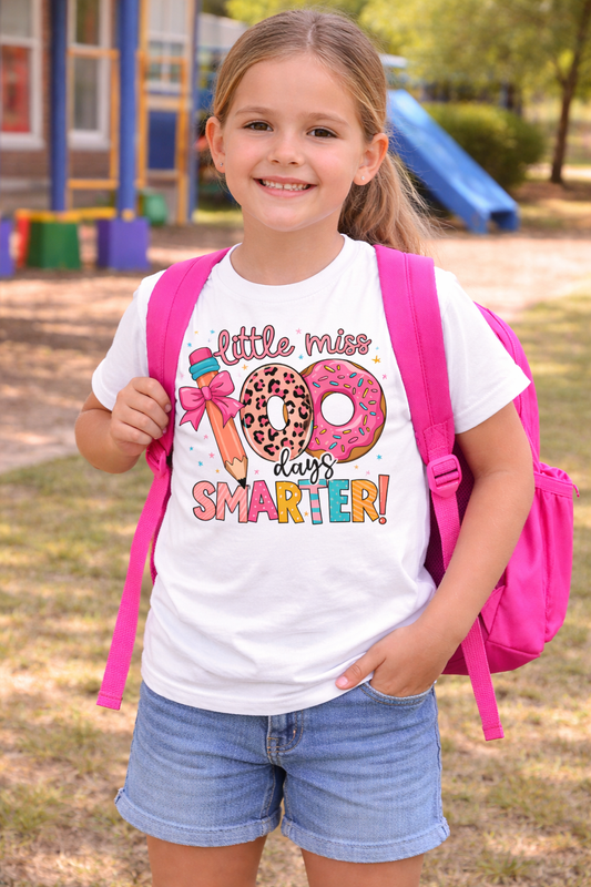 Little Miss 100 Days Smarter — Cute Girls School T-Shirt