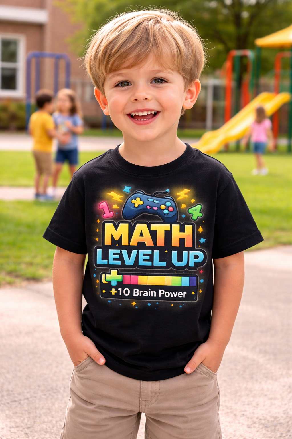 Level Up! Math T-Shirt for Kids — Gamer-Inspired School Design