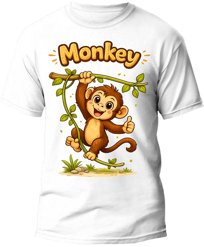 Monkey kids tee — flat design, Cozi Mozi UAE