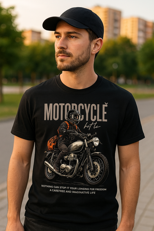 Motorcycle Moto Culture graphic tee — front print design, Cozi Mozi UAE