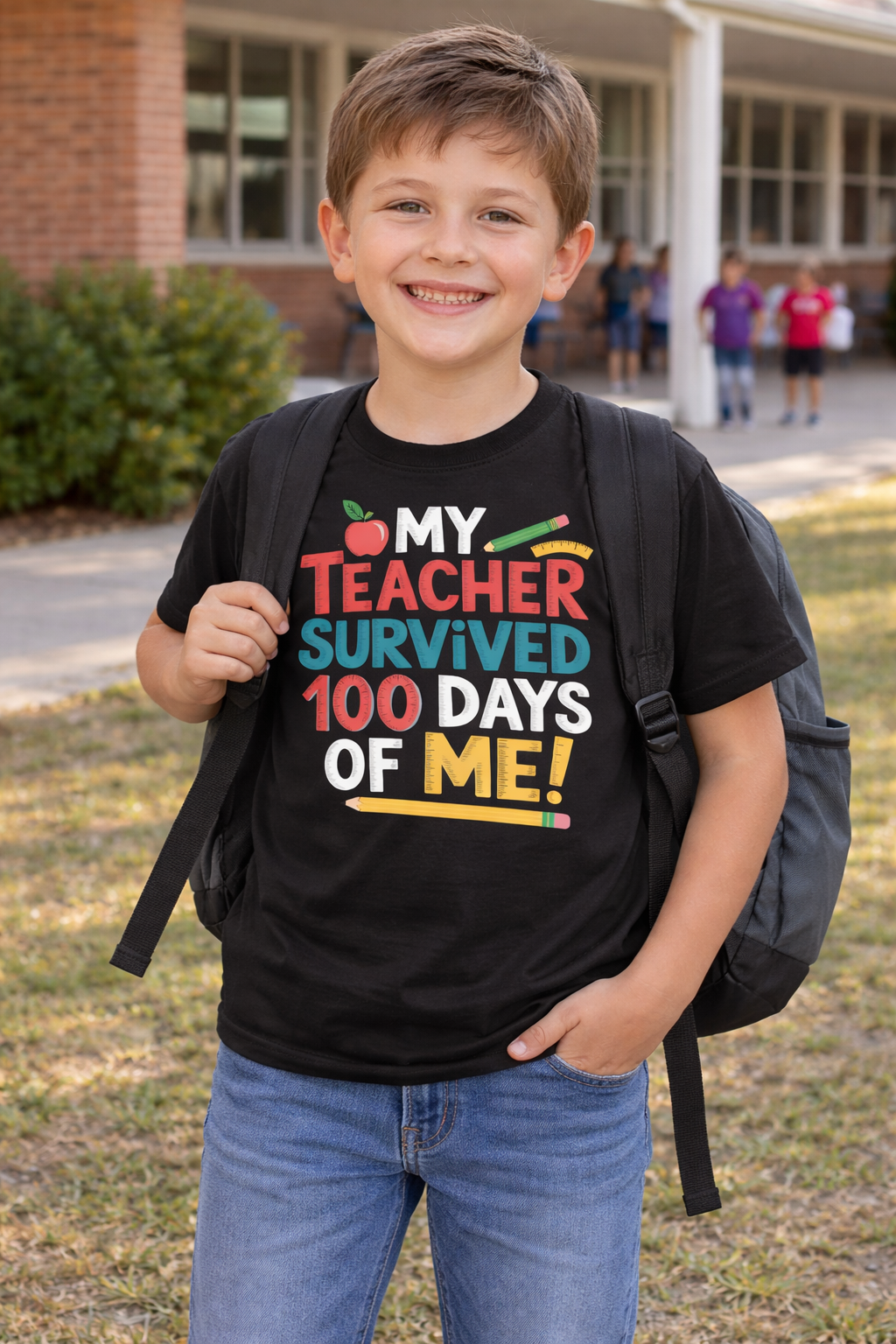 "My Teacher Survived 100 Days of Me" Funny Kids T-Shirt