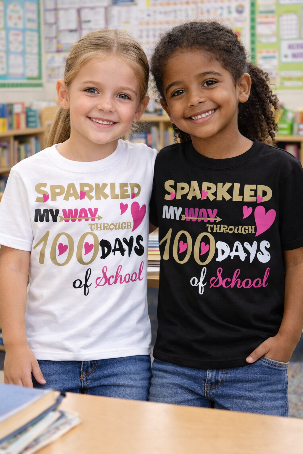 Sparkled My Way Through 100 Days Girls School T-Shirt
