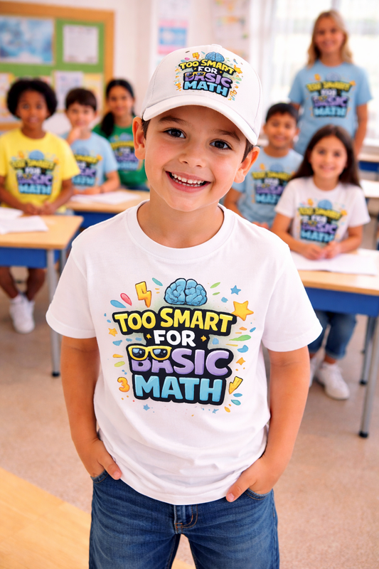 "Too Smart For Basic Math" Cool Kids Math T-Shirt