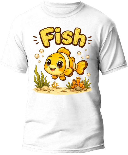 Fish kids tee — flat design, Cozi Mozi UAE